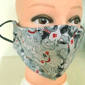 Novelty Cat Designed Fabric Mask (3 Layers) (NEW)